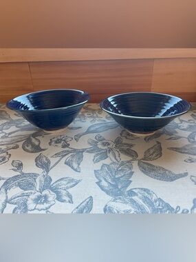 Handmade Artist Signed Ceramic Ramen Soup Bowls Set of 2